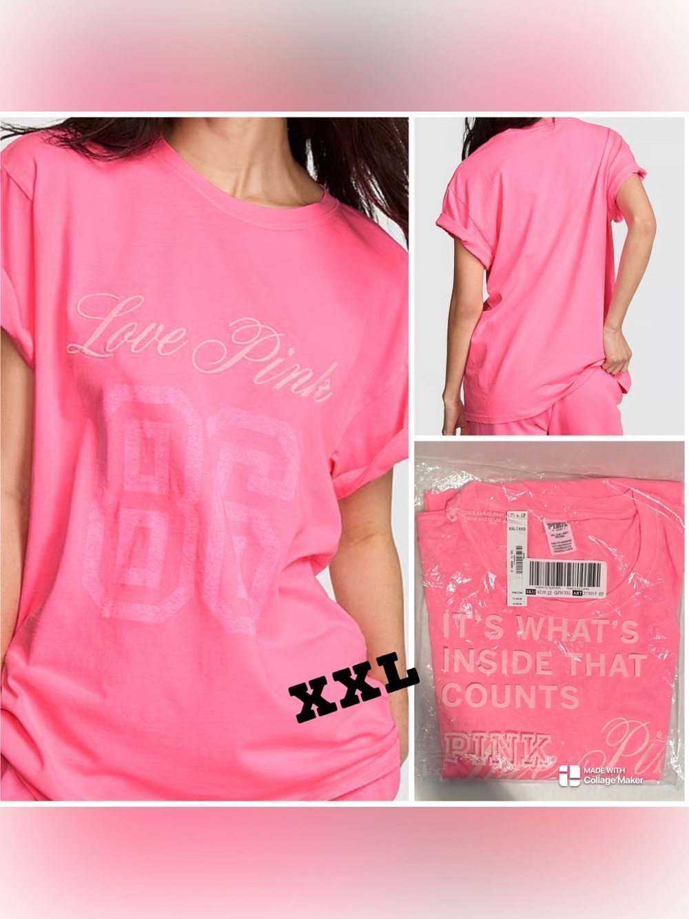 VS PINK NWT Love Pink Campus Cotton Short-Sleeve Tee